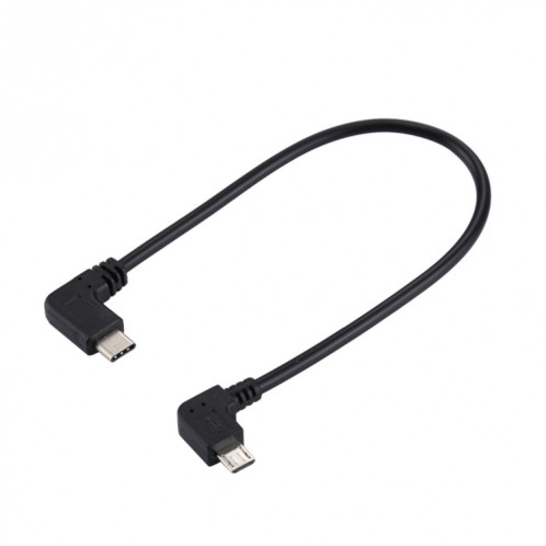 Câble adaptateur coudé mâle USB-C / Type-C vers Micro USB coude mâle, longueur totale: environ 25 cm, Pour Samsung, Huawei, Xiaomi, HTC, Meizu, Sony et autres Smartphones SH2274761-04