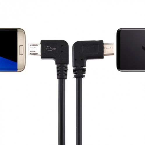 Câble adaptateur coudé mâle USB-C / Type-C vers Micro USB coude mâle, longueur totale: environ 25 cm, Pour Samsung, Huawei, Xiaomi, HTC, Meizu, Sony et autres Smartphones SH2274761-04