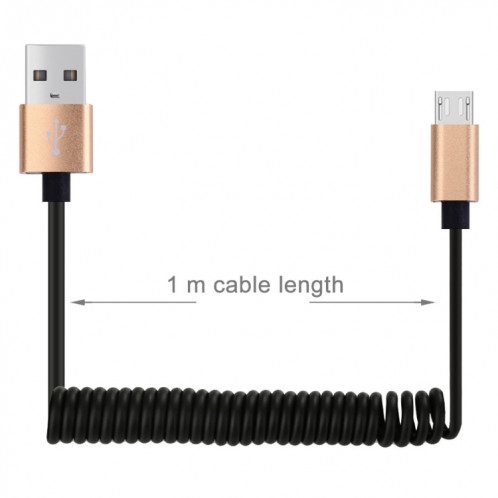 30cm à 100cm Style à ressort haute vitesse Micro USB vers USB 2.0 Câble spiralé à ressort élastique flexible Câble de synchronisation de données USB, Pour Galaxy, Huawei, Xiaomi, LG, HTC, Sony et autres SH277J1088-09