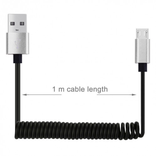 30cm à 100cm Style à ressort haute vitesse Micro USB vers USB 2.0 Câble spiralé à ressort élastique flexible Câble de synchronisation de données USB, Pour Galaxy, Huawei, Xiaomi, LG, HTC, Sony et autres SH277S1054-09