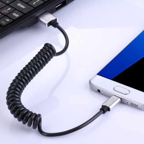30cm à 100cm Style à ressort haute vitesse Micro USB vers USB 2.0 Câble spiralé à ressort élastique flexible Câble de synchronisation de données USB, Pour Galaxy, Huawei, Xiaomi, LG, HTC, Sony et autres SH277S1054-09