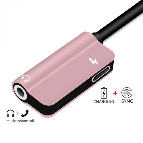 ENKAY Hat-ptince Type-C à Type-C et câble adaptateur audio de charge Jack 3,5 mm, Pour Galaxy, HTC, Google, LG, Sony, Huawei, Xiaomi, Lenovo et autres téléphones Android (or rose) SE09RG484-010