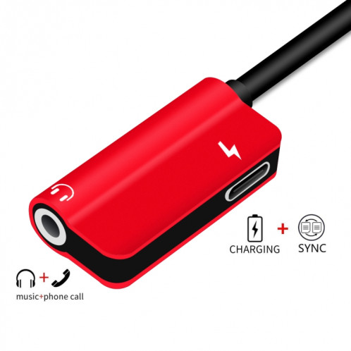 ENKAY Hat-ptince Type-C à Type-C et câble adaptateur audio de charge Jack 3,5 mm, Pour Galaxy, HTC, Google, LG, Sony, Huawei, Xiaomi, Lenovo et autres téléphones Android (rouge) SE309R51-010