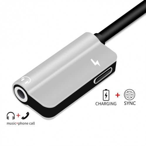 ENKAY Hat-ptince Type-C à Type-C et câble adaptateur audio de charge Jack 3,5 mm, Pour Galaxy, HTC, Google, LG, Sony, Huawei, Xiaomi, Lenovo et autres téléphones Android (argent) SE309S563-010