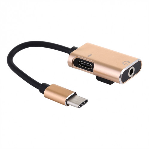 J-053 3A USB-C / Type-C vers USB-C / Type-C Câble adaptateur audio de charge jack 3,5 mm (or) SH359J1563-05