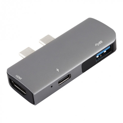 Double port USB-C / Type-C vers PD + adaptateur de concentrateur d'extension multifonction USB 3.0 + HDMI SH244064-07