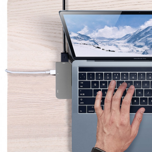 Double port USB-C / Type-C vers PD + adaptateur de concentrateur d'extension multifonction USB 3.0 + HDMI SH244064-07