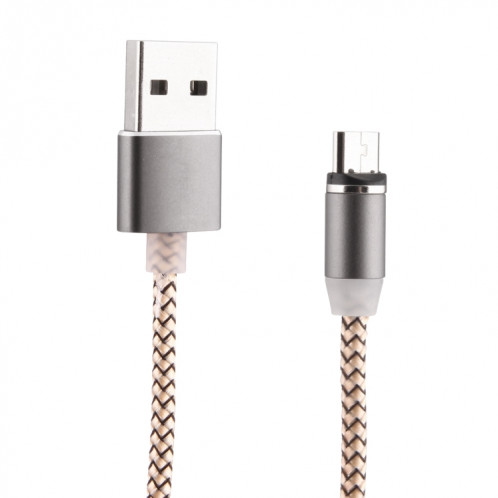 Rotation à 360 degrés 1m Style d'armure Micro USB vers USB 2.0 Câble de chargeur magnétique puissant avec indicateur LED, Rotation à 360 degrés Câble de chargeur magnétique puissant de 1 m de style micro USB vers SH696J1538-010