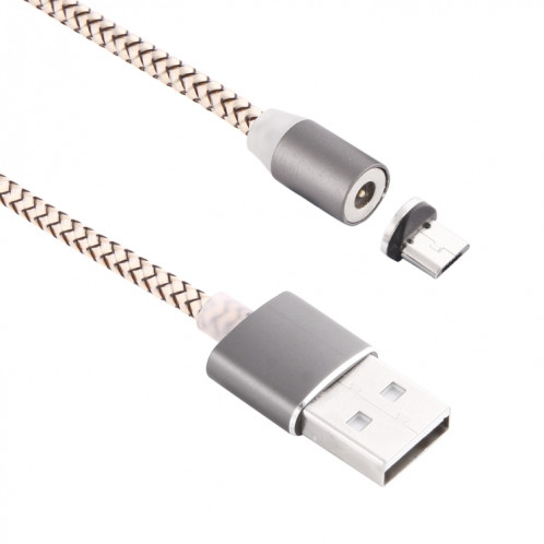 Rotation à 360 degrés 1m Style d'armure Micro USB vers USB 2.0 Câble de chargeur magnétique puissant avec indicateur LED, Rotation à 360 degrés Câble de chargeur magnétique puissant de 1 m de style micro USB vers SH696J1538-010