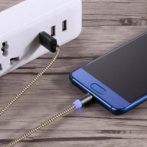 Rotation à 360 degrés 1m Style d'armure Micro USB vers USB 2.0 Câble de chargeur magnétique puissant avec indicateur LED, Rotation à 360 degrés Câble de chargeur magnétique puissant de 1 m de style micro USB vers SH696J1538-010