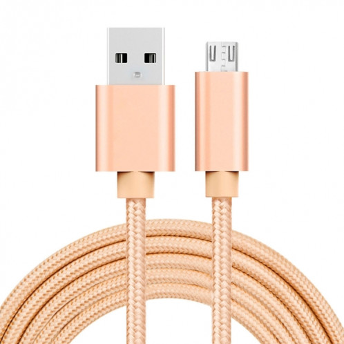 Câble micro USB vers USB de données / chargeur, Câble Micro USB vers USB de 2 m 3 A à tête métallique de style tissé (doré) SH091J1632-08