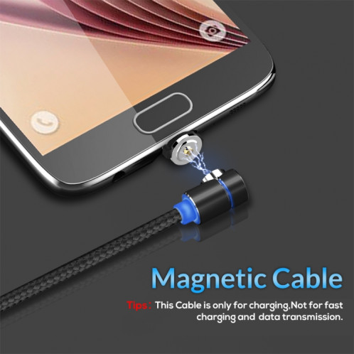 TOPK AM30 Câble de charge magnétique coudé à 90 degrés USB vers micro USB 1 m 2,4 A max avec indicateur LED (noir) ST484B639-010