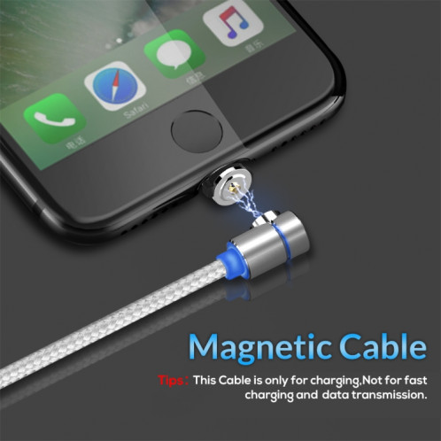 Câble de charge magnétique TOPK AM30 2 m 2,4 A Max USB vers coude à 90 degrés avec indicateur LED, sans prise (argent) ST563S1526-09