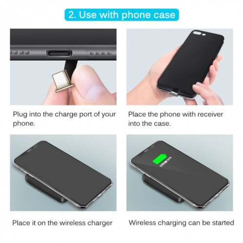 Récepteur de chargement sans fil standard 5V 800MA QI avec port USB-C / TYPE-C SH3611520-07
