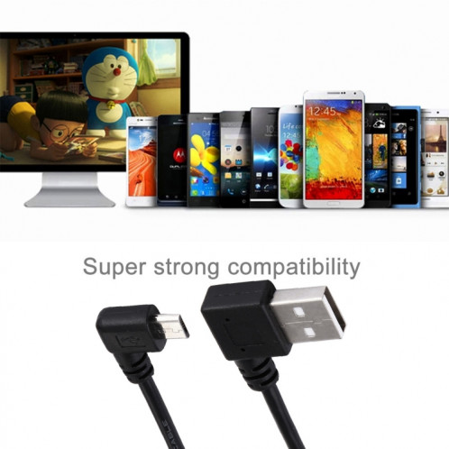 20cm USB 2.0 mâle plié à gauche réversion 180 degrés vers câble de charge de données micro USB mâle plié, Pour Samsung / Huawei / Xiaomi / Meizu / LG / HTC et autres smartphones SH37001542-05