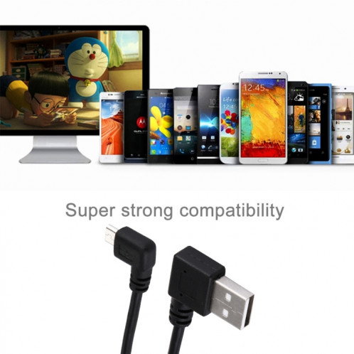 20cm USB 2.0 mâle plié virage à droite réversion 90 degrés vers câble de chargement de données micro USB mâle, Pour Samsung / Huawei / Xiaomi / Meizu / LG / HTC et autres smartphones SH3701218-05