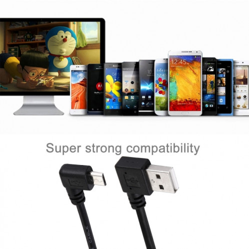 20cm USB 2.0 Homme Courbé droit retour avant 90 degrés sur micro USB masculin cale de chargement de données, Pour Samsung / Huawei / Xiaomi / Meizu / LG / HTC et d'autres smartphones SH3703446-05