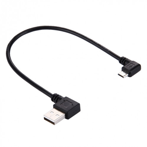 20cm USB 2.0 mâle plié à gauche, réversion de 90 degrés vers le câble de charge de données micro USB mâle plié, Pour Samsung / Huawei / Xiaomi / Meizu / LG / HTC et autres smartphones SH38001804-05