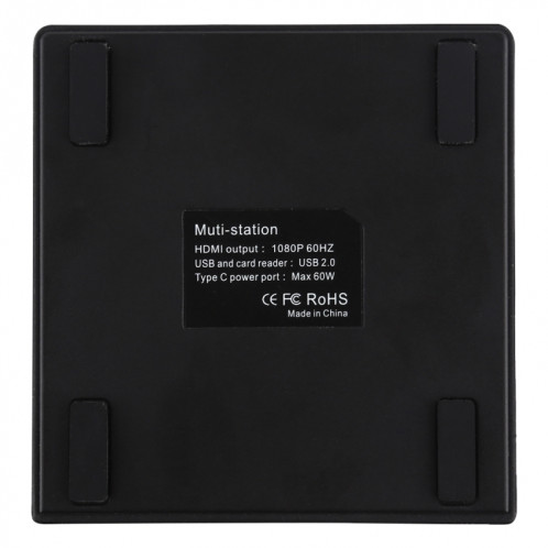 V105 USB-C / Type-C vers USB 2.0 x 3 + USB-C / Type-C + HDMI + Port audio + lecteur de carte SD / TF Support de téléphone multifonction HUB Station d'accueil SH48201578-08
