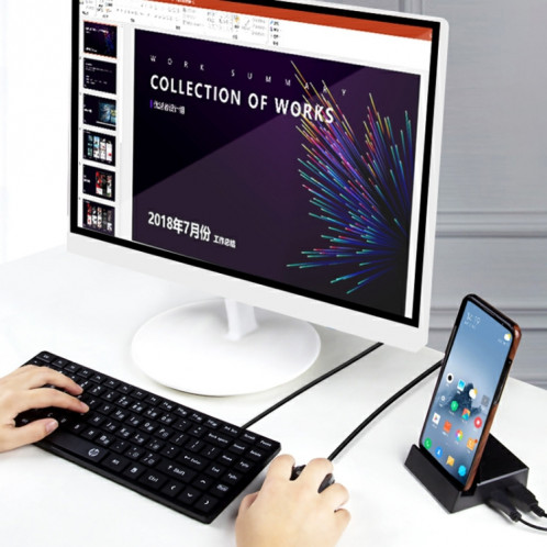 V105 USB-C / Type-C vers USB 2.0 x 3 + USB-C / Type-C + HDMI + Port audio + lecteur de carte SD / TF Support de téléphone multifonction HUB Station d'accueil SH48201578-08