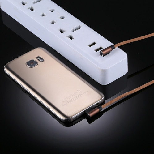 1m 2.4A Sortie USB vers Micro USB Double Coude Design Nylon Weave Style Data Sync Charge Cable, Pour Samsung, Huawei, Xiaomi, HTC, LG, Sony, Lenovo et autres smartphones (café) SH015C530-06