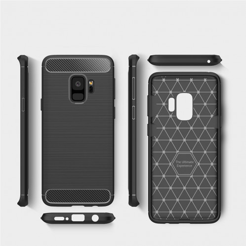 Pour Samsung Galaxy S9 Texture de fibre de carbone brossé Soft TPU Anti-skip Housse de protection Retour (Noir) SF214B1881-011