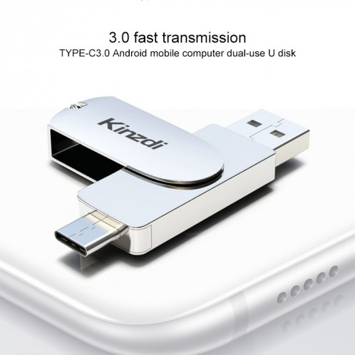 Kinzdi 128 Go USB 3.0 + Type-C 3.0 Interface Metal Twister Flash Disk V11 (Rose Gold) SK73RG231-09