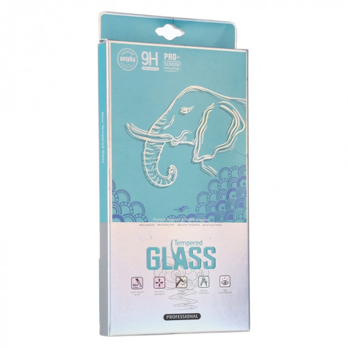 50 pièces de papier à motif d'éléphant extérieur + boîte d'emballage intérieure en plastique pour protecteur d'écran en verre trempé SH53161964-03