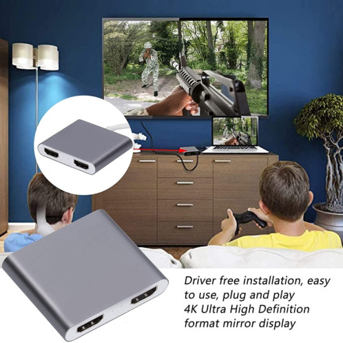 Sortie d'interface double HDMI 4K Ultra HD vers adaptateur USB-C / Type-C SH55671781-07