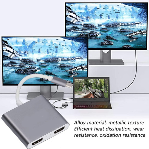 Sortie d'interface double HDMI 4K Ultra HD vers adaptateur USB-C / Type-C SH55671781-07
