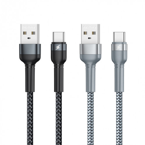 REMAX RC-124a 1m 2.4A USB vers USB-C / Type-C Câble de données de charge rapide en alliage d'aluminium (noir) SR662B738-04