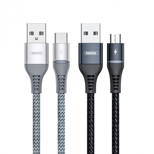 REMAX RC-152M 1m 2.4A USB vers Micro USB Câble de données respiratoire coloré (Argent) SR668S1568-04