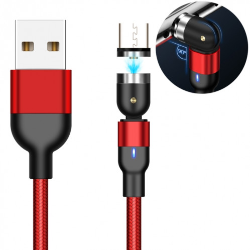 2m 2A Sortie USB vers Micro USB Câble de charge magnétique rotatif en nylon tressé (rouge) SH676R1691-015