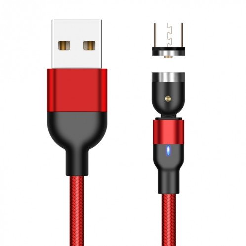 2m 2A Sortie USB vers Micro USB Câble de charge magnétique rotatif en nylon tressé (rouge) SH676R1691-015