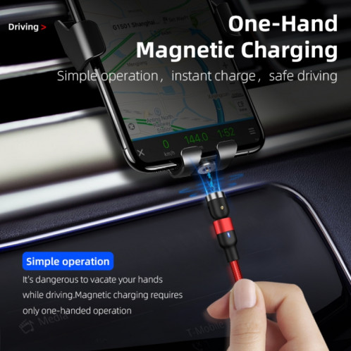 2m 2A Sortie USB vers Micro USB Câble de charge magnétique rotatif en nylon tressé (rouge) SH676R1691-015