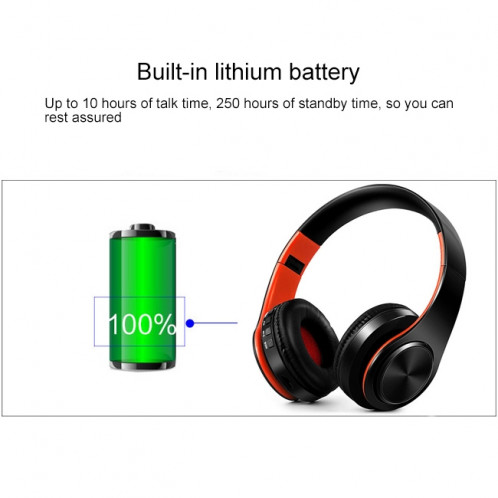 LPT660 sans fil pliant sport musique stéréo téléphones Bluetooth écouteurs supporte la carte TF (orange) SH740E1155-09