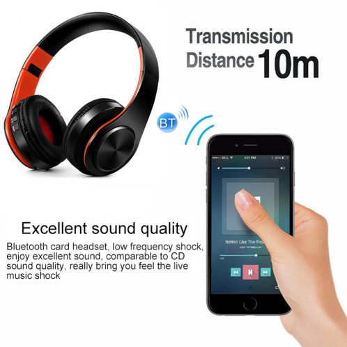 LPT660 sans fil pliant sport musique stéréo téléphones Bluetooth écouteurs supporte la carte TF (orange) SH740E1155-09