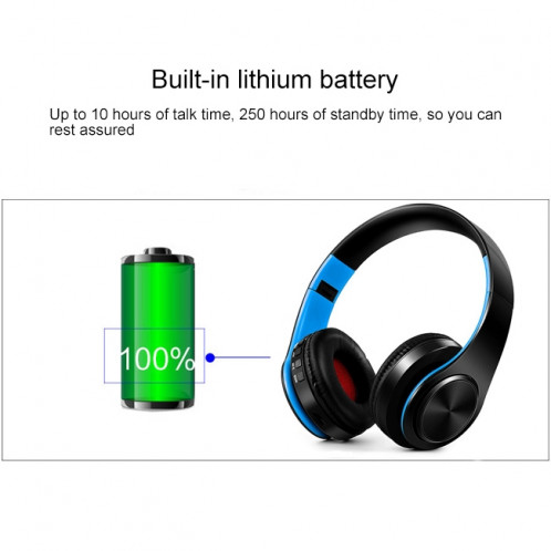LPT660 sans fil pliant sport musique stéréo téléphones Bluetooth écouteurs supporte la carte TF (bleu) SH740L572-09