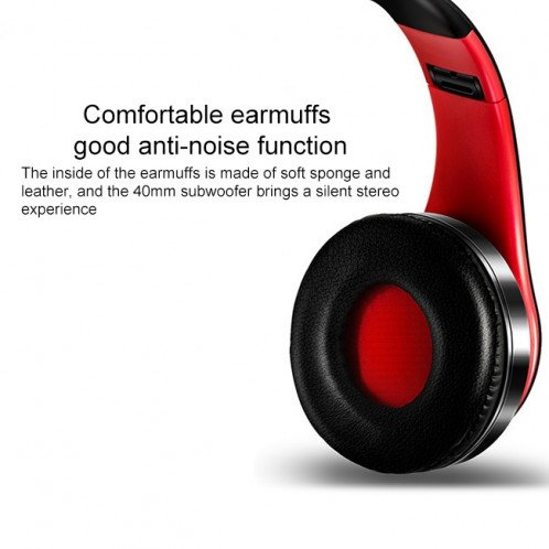 LPT660 sans fil pliant sport musique stéréo téléphones Bluetooth écouteurs support carte TF (rose rouge) SH40RR1060-09