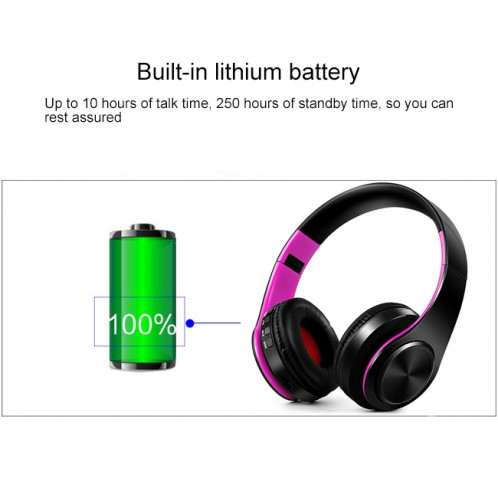 LPT660 sans fil pliant sport musique stéréo téléphones Bluetooth écouteurs support carte TF (rose rouge) SH40RR1060-09