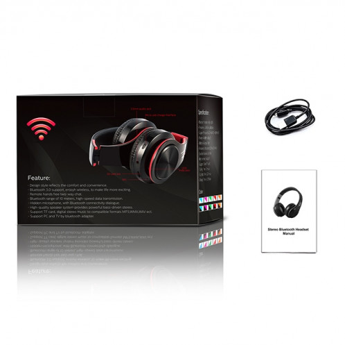 LPT660 sans fil pliant sport musique stéréo téléphones Bluetooth écouteurs support carte TF (rose rouge) SH40RR1060-09