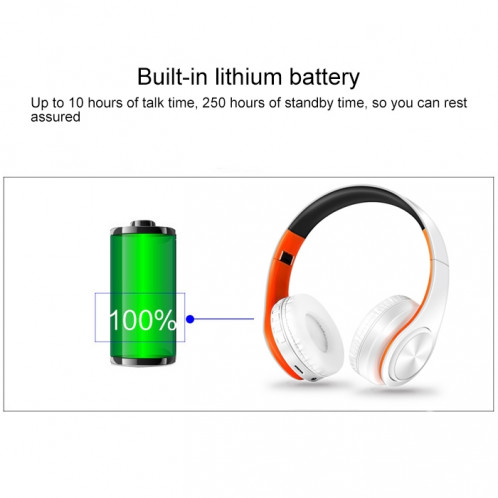 LPT660 sans fil pliant sport musique stéréo téléphones Bluetooth écouteurs supporte la carte TF (orange) SH741E1437-07