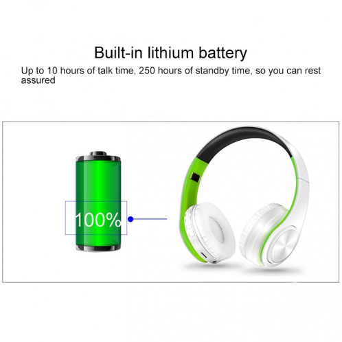 LPT660 sans fil pliant sport musique stéréo téléphones Bluetooth écouteurs supporte la carte TF (vert) SH741G90-07