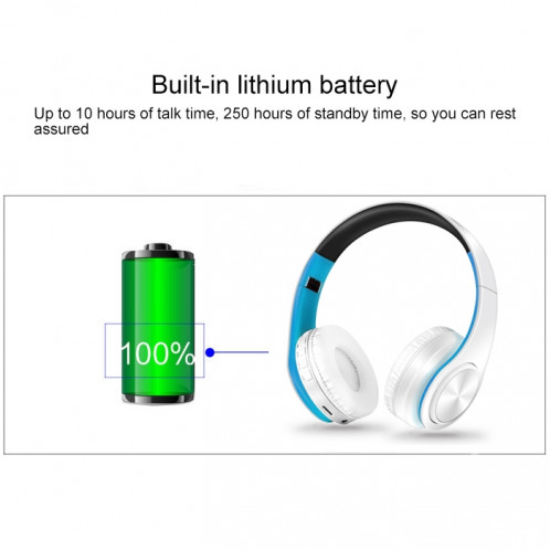 LPT660 sans fil pliant sport musique stéréo téléphones Bluetooth écouteurs supporte la carte TF (bleu) SH741L879-07