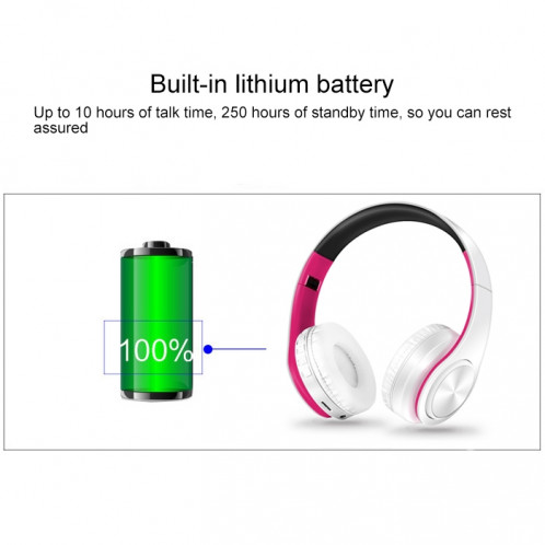 LPT660 sans fil pliant sport musique stéréo téléphones Bluetooth écouteurs supporte la carte TF (rose rouge) SH41RR373-07