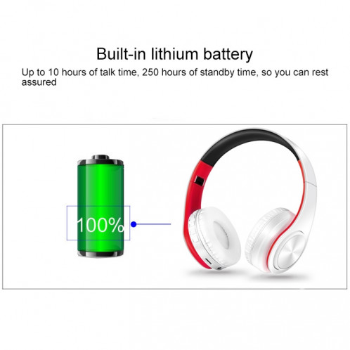 LPT660 sans fil pliant sport musique stéréo téléphones Bluetooth écouteurs supporte la carte TF (rouge) SH741R453-07