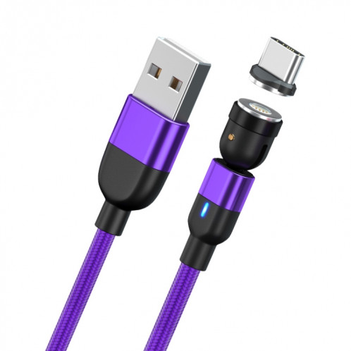 1m 3A Sortie USB vers USB-C / Type-C Câble de chargement de synchronisation de données magnétique rotatif à 540 degrés (violet) SH827P1354-013