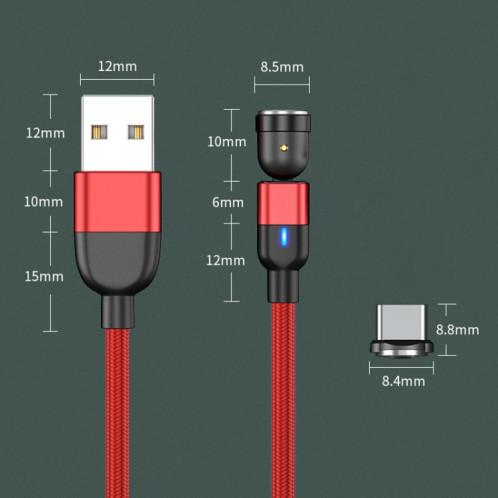 1m 3A Sortie USB vers USB-C / Type-C Câble de chargement de synchronisation de données magnétique rotatif à 540 degrés (violet) SH827P1354-013