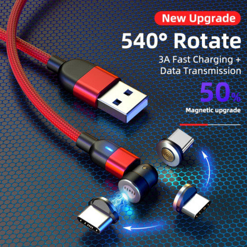1m 3A Sortie USB vers USB-C / Type-C Câble de chargement de synchronisation de données magnétique rotatif à 540 degrés (violet) SH827P1354-013