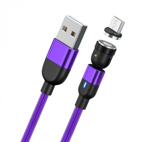 2m 3A Sortie USB vers Micro USB Câble de charge de synchronisation de données magnétique rotatif à 540 degrés (violet) SH850P1362-013